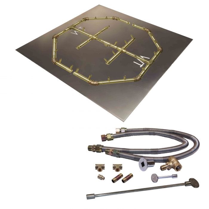 Warming Trends Crossfire CFBO Octagonal Brass Gas Fire Pit Burner Kit