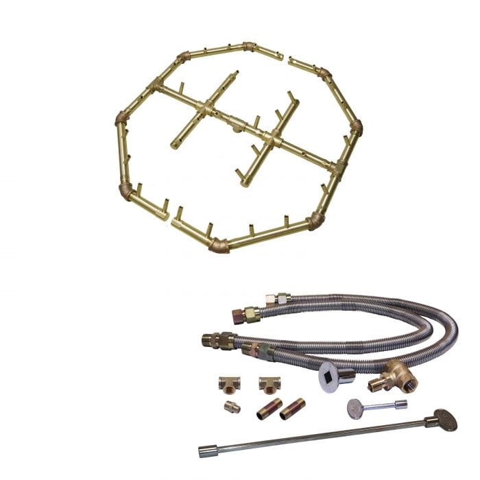 Warming Trends Crossfire CFBO Octagonal Brass Gas Fire Pit Burner Kit