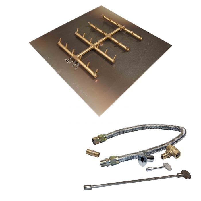 Warming Trends Crossfire CFBST Square Tree-Style Brass Gas Fire Pit Burner Kit