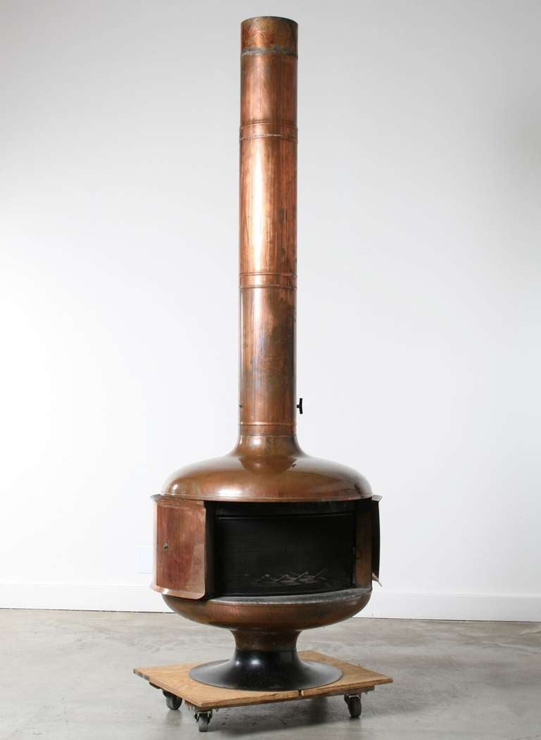 Malm Fire Drum 2 Gas B Vent Fireplace Mid Century Modern LP or NG MCM Gas Copper Brass and Powder Coated Options