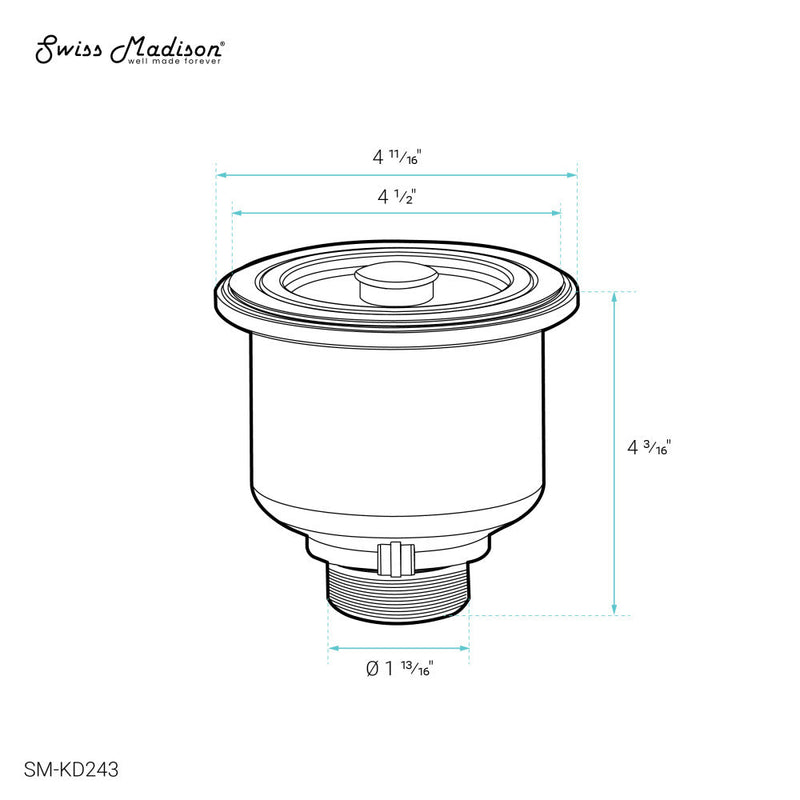 Swiss Madison 4.5 Stainless Steel Basket Drain