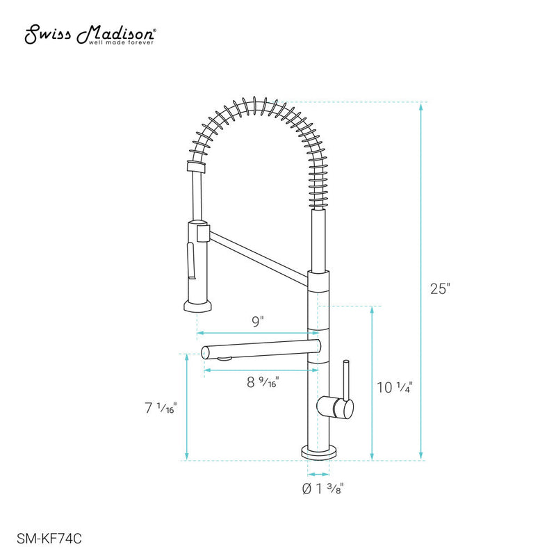 Swiss Madison Novuet Single Handle, Pull-Down Kitchen Faucet with Pot Filler in Chrome