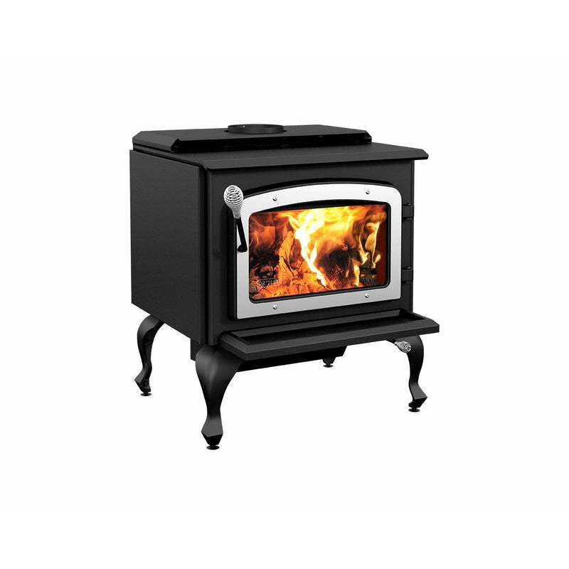 Drolet Escape 1800 Wood Stove On Legs Brushed Nickel Door DB03112 - Admired Selection