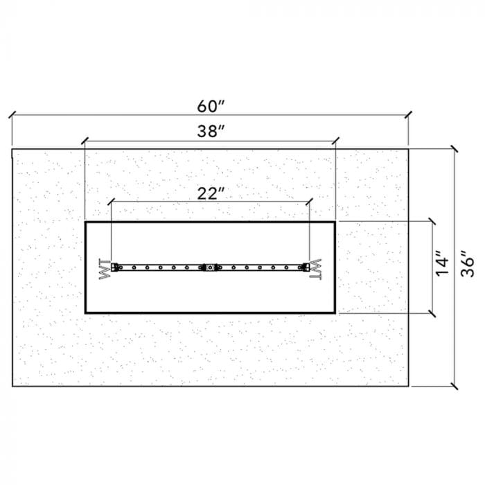 Warming Trends Crossfire FR Rectangular with Linear Ready To Finish Fire Pit Kit, 60x36x18-Inch