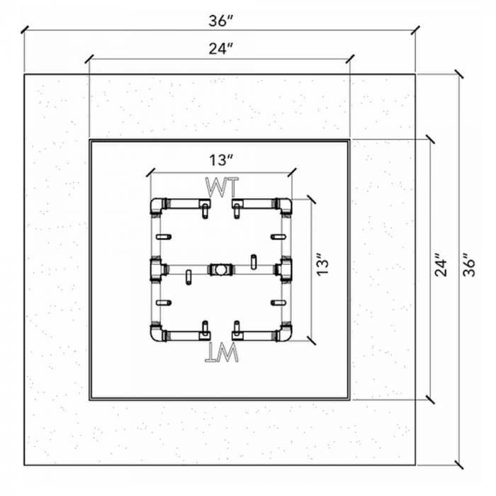 Warming Trends Crossfire FS Square Ready To Finish Fire Pit Kit, 36x36x18-Inch