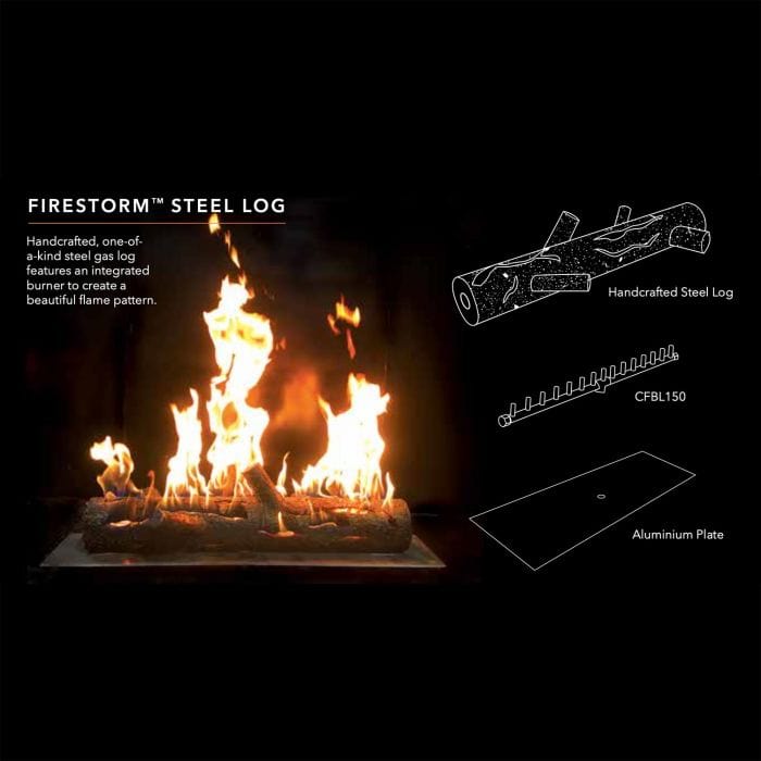 Warming Trends FireStorm FSLS32 32-Inch Steel Log with CFBL150 CROSSFIRE Brass Burner & 38x10-Inch Pan