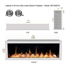 Litedeer Homes Gloria II 48" Smart Electric Fireplace with App Diamond-like Crystal - ZEF48XCW, White