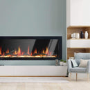 Litedeer Homes Gloria II 48" Smart Wall Mounted Electric Fireplace with App Driftwood Log & River Rock - ZEF48XS, Silver