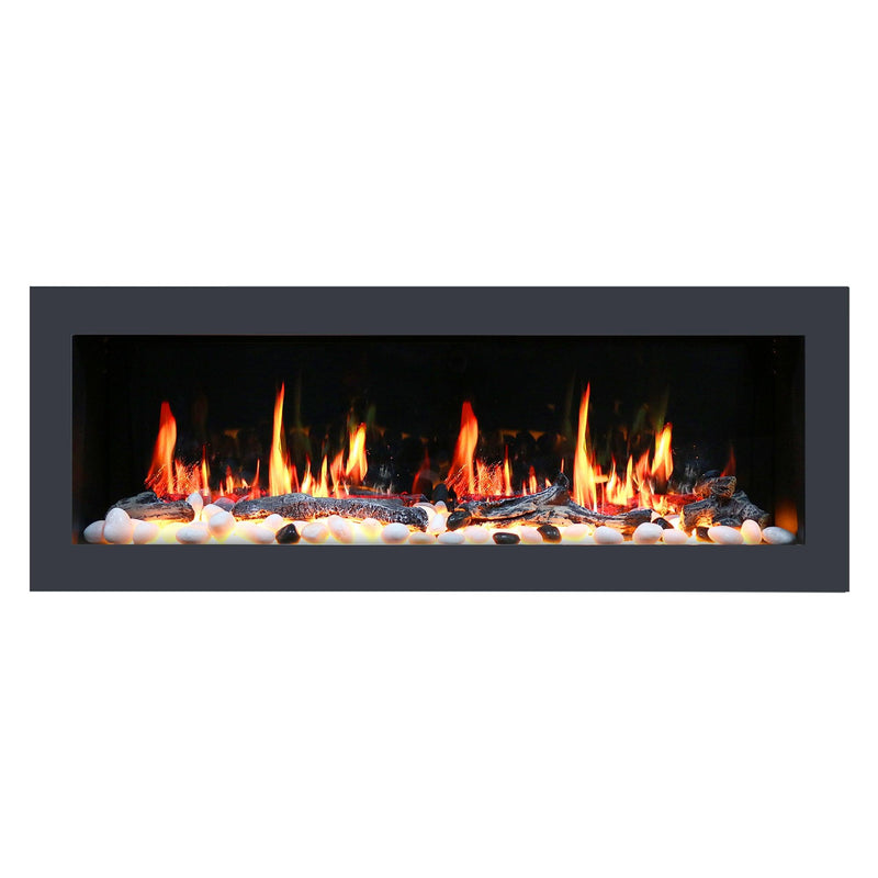 Litedeer Homes Gloria II 48" Smart Wall Mounted Electric Fireplace with App Driftwood Log & River Rock - ZEF48XS, Silver