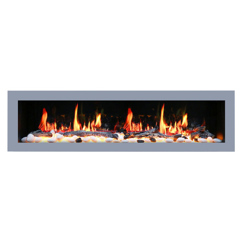 Litedeer Homes Gloria II 48" Smart Wall Mounted Electric Fireplace with App Driftwood Log & River Rock - ZEF48XS, Silver