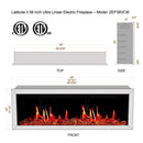 Litedeer Homes Gloria II 58" Smart Electric Fireplace with App Diamond-like Crystal - ZEF58VCW, White