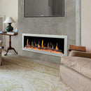 Litedeer Homes Gloria II 58" Smart Electric Fireplace with App Driftwood Log & River Rock - ZEF58VW White Fireplace