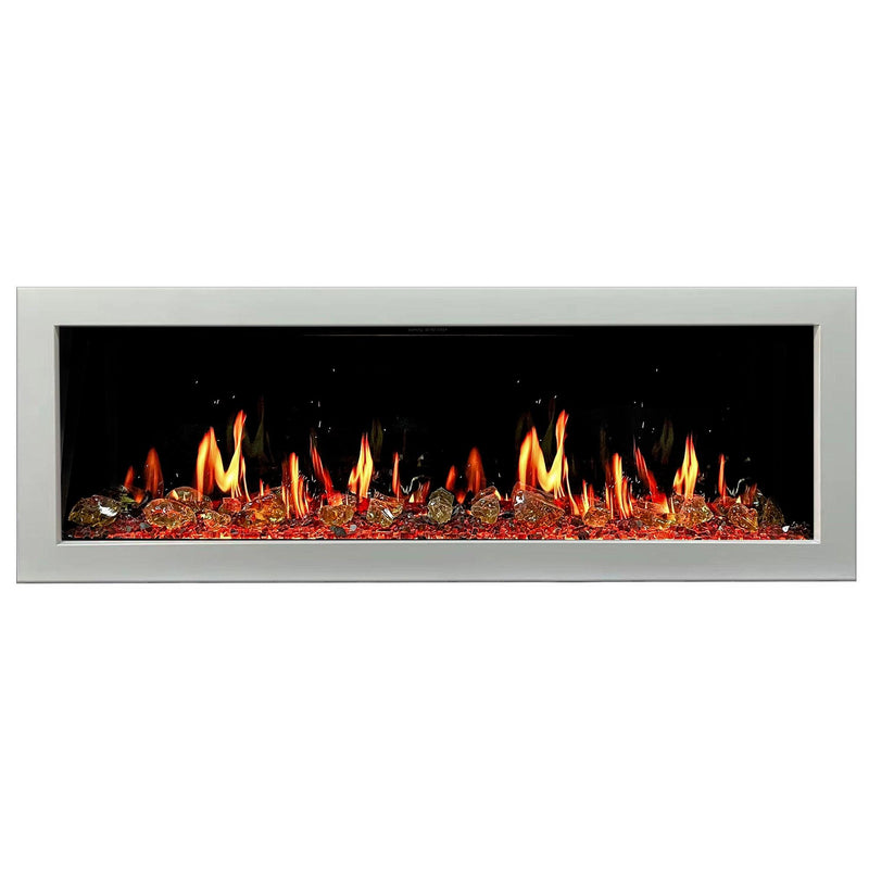 Litedeer Homes Gloria II 58" Smart Electric Fireplace with App Reflective Amber Glass - ZEF58VAW, White