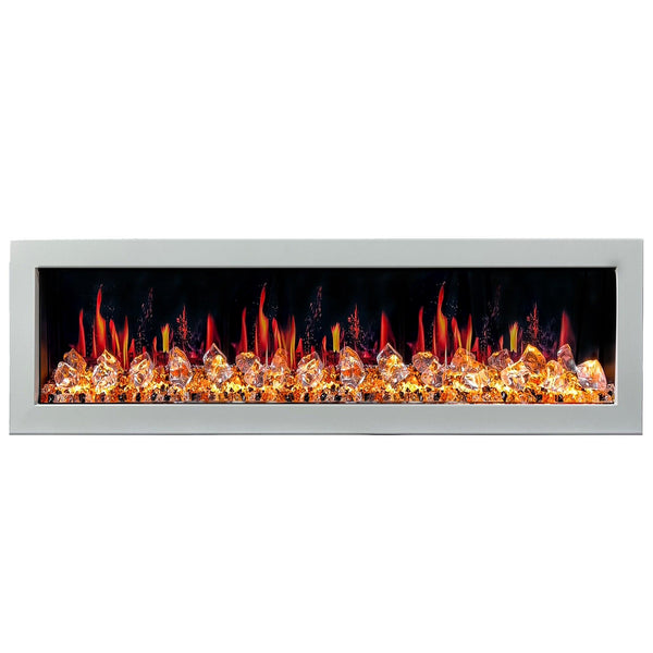 Litedeer Homes Gloria II 68" Smart Electric Fireplace with APP Diamond-like Crystal - ZEF68XCW, White