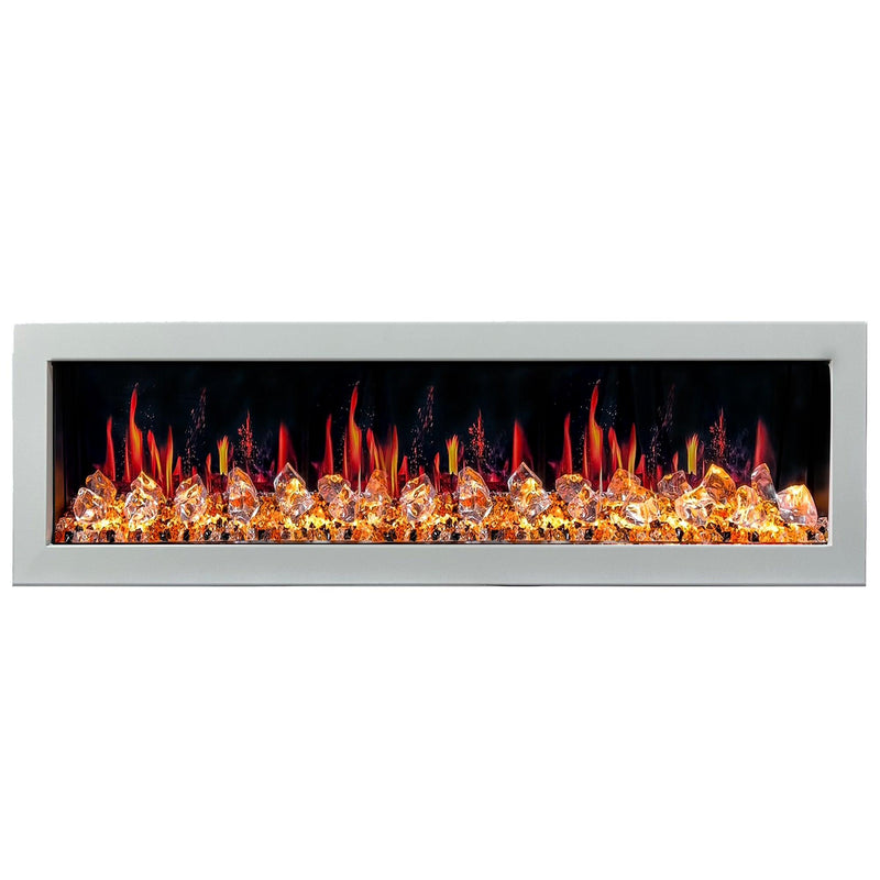 Litedeer Homes Gloria II 68" Smart Electric Fireplace with APP Diamond-like Crystal - ZEF68XCW, White