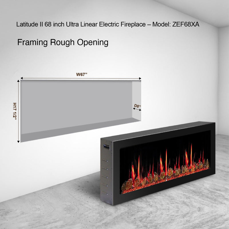 Litedeer Homes Gloria II 68" Smart Electric Fireplace with App Reflective Amber Glass - ZEF68XAW, White