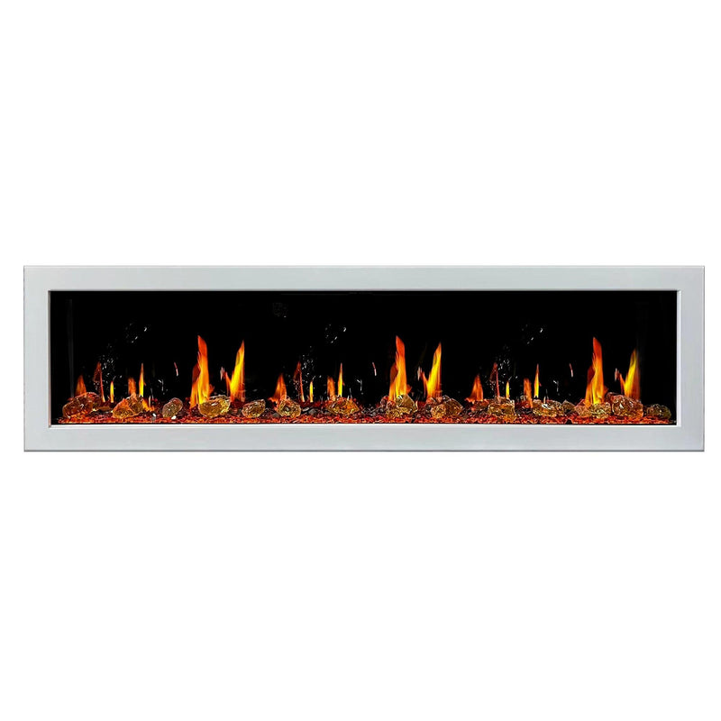 Litedeer Homes Gloria II 78" Smart Electric Fireplace With App Diamond-like Crystal - ZEF78VCW, White