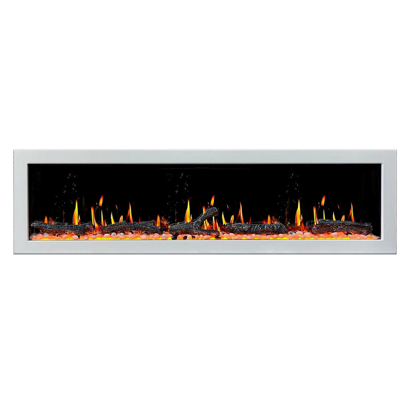 Litedeer Homes Gloria II 78" Smart Electric Fireplace With App Diamond-like Crystal - ZEF78VCW, White