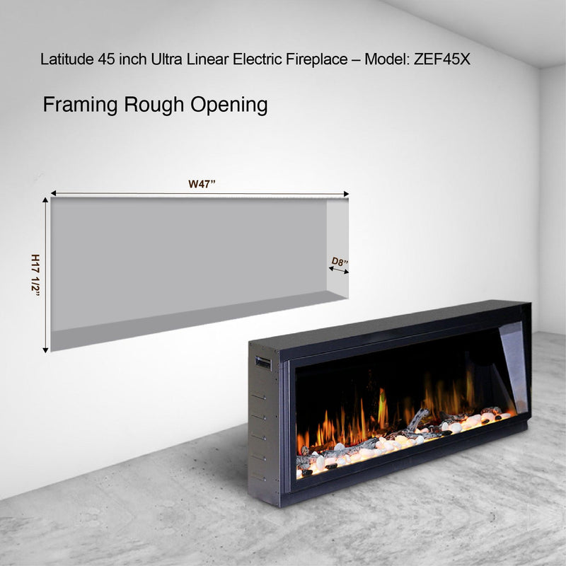 Litedeer Homes Latitude 45" Smart Electric Fireplace with Driftwood Log & River Rock - ZEF45X