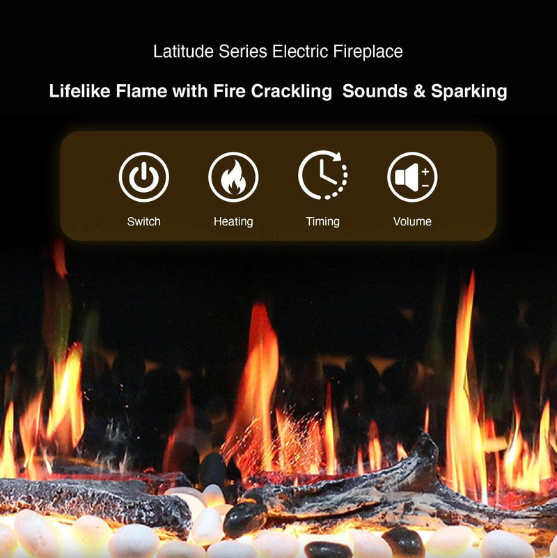 Litedeer Homes Latitude 45" Smart Electric Fireplace with Driftwood Log & River Rock - ZEF45X