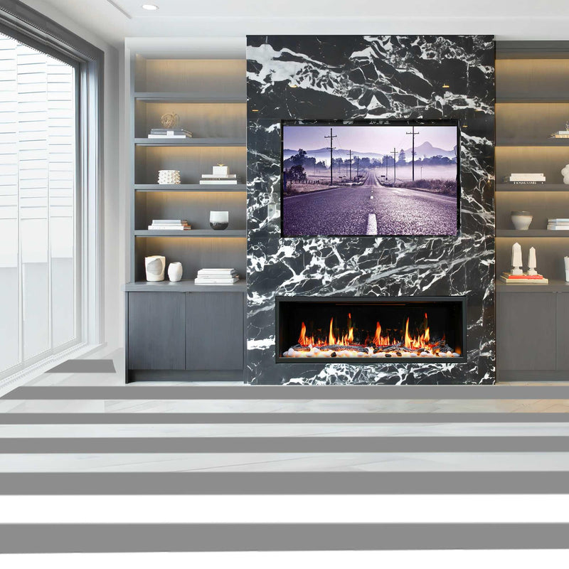 Litedeer Homes Latitude 45" Smart Electric Fireplace with Driftwood Log & River Rock - ZEF45X