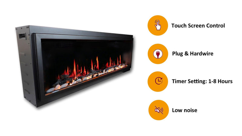 Litedeer Homes Latitude 45" Smart Electric Fireplace with Driftwood Log & River Rock - ZEF45X