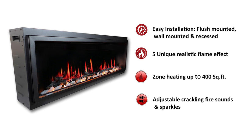 Litedeer Homes Latitude 45" Smart Electric Fireplace with Driftwood Log & River Rock - ZEF45X