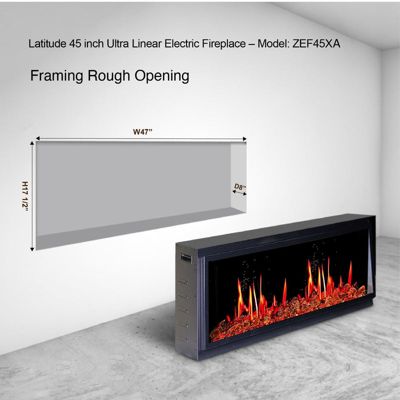 Litedeer Homes Latitude 45" Smart Electric Fireplace with Reflective Amber Glass - ZEF45XA