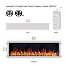 Litedeer Homes Latitude 65" Smart Electric Fireplace with Diamond-like Crystal - ZEF65XC