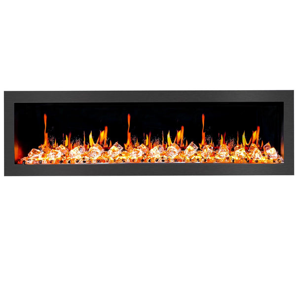 Litedeer Homes Latitude II 58" Smart Wall Mount Electric Fireplace with app Diamond-like Crystal - ZEF58VC, Black