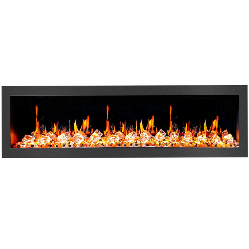 Litedeer Homes Latitude II 58" Smart Wall Mount Electric Fireplace with app Diamond-like Crystal - ZEF58VC, Black