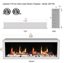 Litedeer Homes Latitude II 78" Smart Wall Mount Electric Fireplace ZEF78V, Black