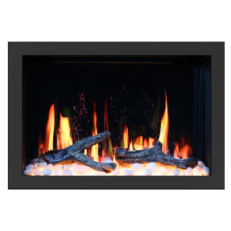 Litedeer 30" Smart Electric Fireplace Insert with App Driftwood Log & River Rock (ZEF38VC-30