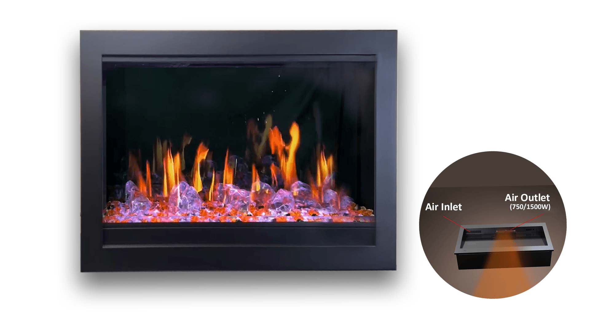 Litedeer 38 in Smart Electric Fireplace Insert with App Diamond-like Crystal - (ZEF38VC-C