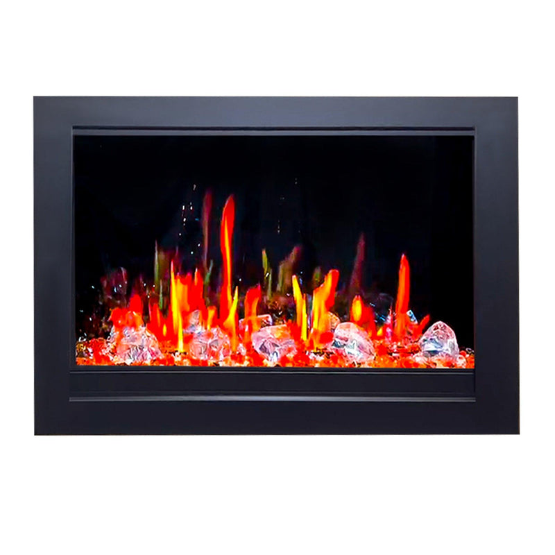 Litedeer 38" Smart Electric Fireplace Insert with Fireplace App, Reflective Fire Glass Amber - ZEF38VC-A