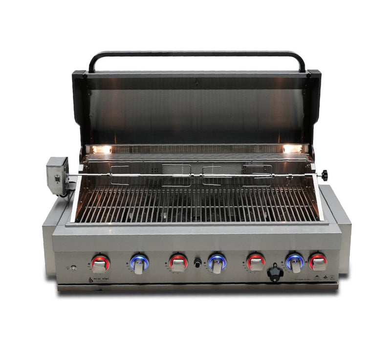 Mont Alpi 805 Built-In Gas Grill / 6-Burner Grill, Infrared Rear Burner, Stainless Steel, Rotisserie Kit / MABi805