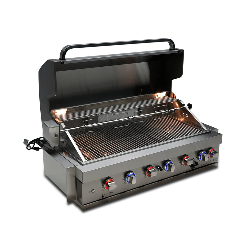 Mont Alpi 805 Built-In Gas Grill / 6-Burner Grill, Infrared Rear Burner, Stainless Steel, Rotisserie Kit / MABi805