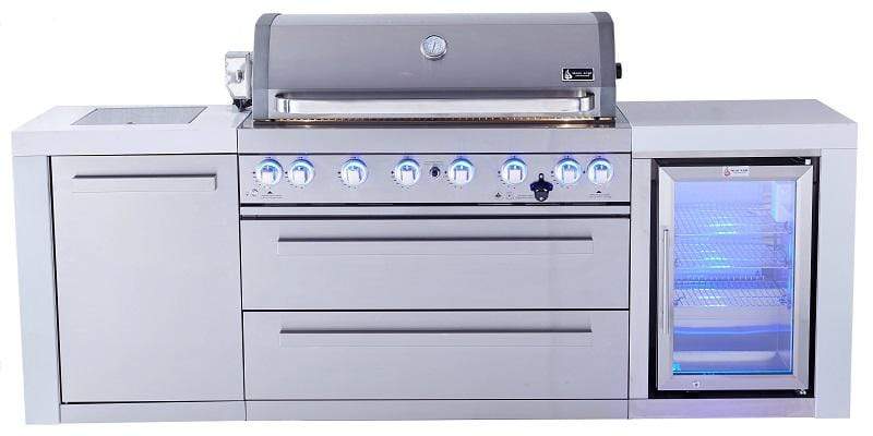 Mont Alpi 805 Deluxe Island with Fridge Cabinet / 6-Burner Grill, 2 Infrared Burners, Fridge, Stainless Steel  / MAi805-DFC