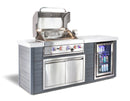 Mont Alpi 400 Artwood Island with Stainless Steel Grill and Fridge / 4-Burners, Infrared Rear Burner, Rotisserie Kit, Cover / MA400-AW