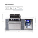 Mont Alpi 400 Artwood Island with Black Stainless Steel Grill and Fridge / 4-Burners, Infrared Rear Burner, Rotisserie Kit, Cover / MA400-AWBSS