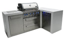 Mont Alpi 400 Deluxe Island with 90 Degree Corner / 4-Burner Grill, 2 Infrared Burners, Stainless Steel, Waterfall Sides / MAi400-D90C