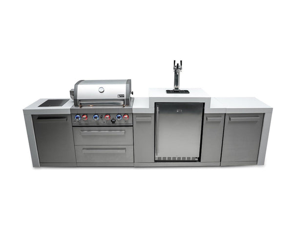 Mont Alpi 400 Deluxe Island with Kegerator / 4-Burner Grill, 2 Infrared Burners, 3 Beer Taps, Stainless Steel / MAi400-DKEG