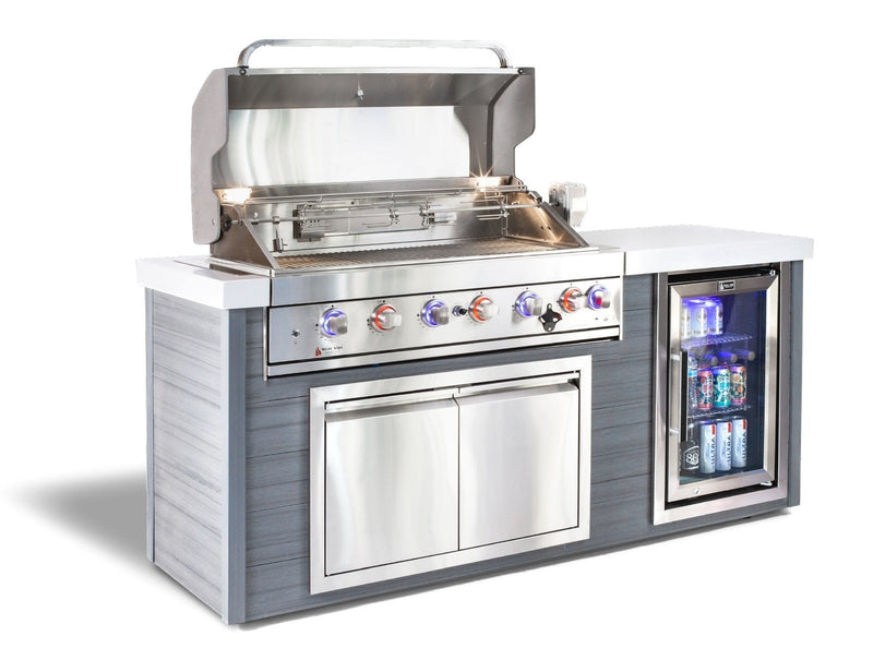 Mont Alpi 805 Artwood Island with Stainless Steel Grill and Fridge / 6-Burners, Infrared Rear Burner, Rotisserie Kit, Cover / MA805-AW