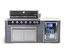 Mont Alpi 805 Artwood Island with Black Stainless Steel Grill and Fridge / 6-Burners, Infrared Rear Burner, Rotisserie Kit, Cover / MA805-AWBSS