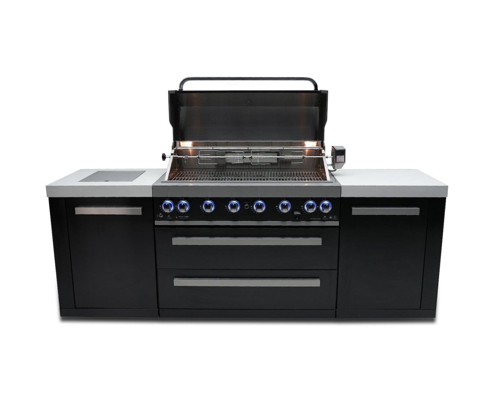 Mont Alpi 805 Black Stainless Steel Island / 6-Burner Grill, 2 Infrared Burners / MAi805-BSS