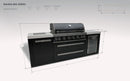 Mont Alpi 805 XL Black Stainless Steel Island with Fridge Cabinet / 6-Burner Grill, 2 Infrared Burners, Fridge, Storage Cabinet  /MAi805-BSSFCXL