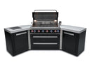 Mont Alpi 805 Black Stainless Steel Island with Two 45 Degree Corners/ 6-Burner Grill, 2 Infrared Burners  / MAi805-BSS45