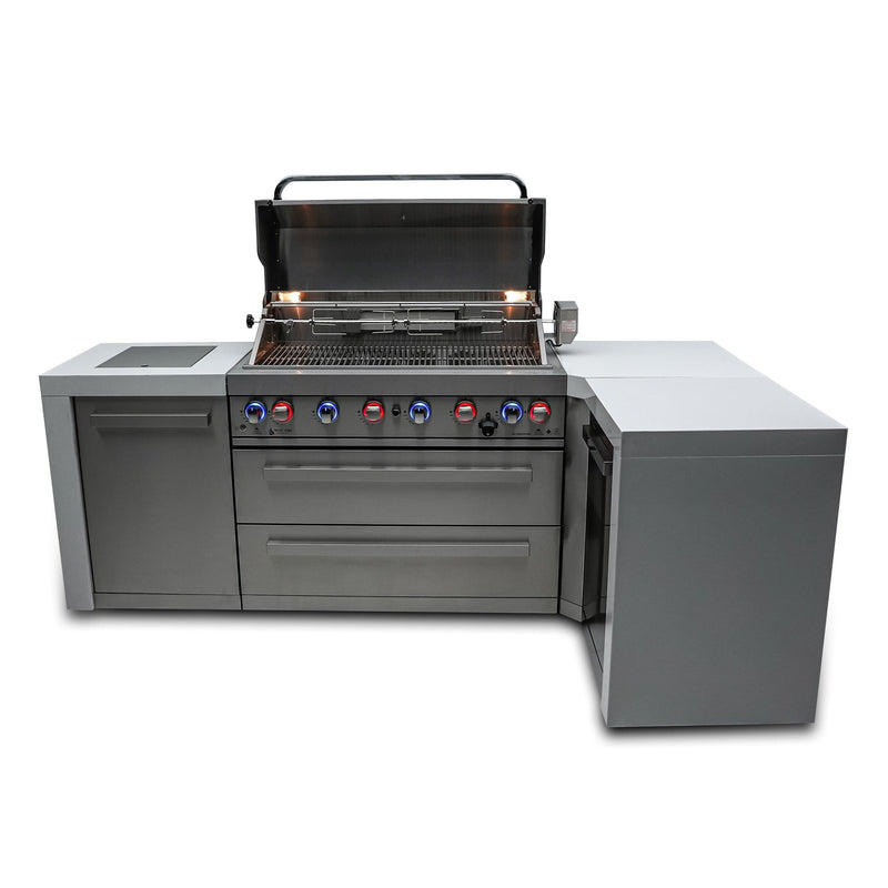 Mont Alpi 805 Deluxe Island with 90 Degree Corner / 6-Burner Grill, 2 Infrared Burners, Stainless Steel / MAi805-D90C