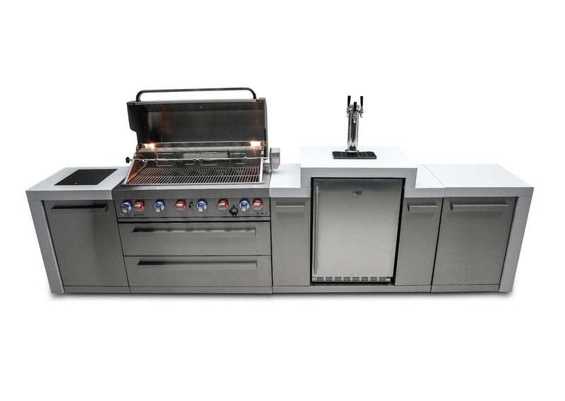 Mont Alpi 805 Deluxe Island with Kegerator / 6-Burner Grill, 2 Infrared Burners, 3 Beer Taps, Stainless Steel / MAi805-DKEG