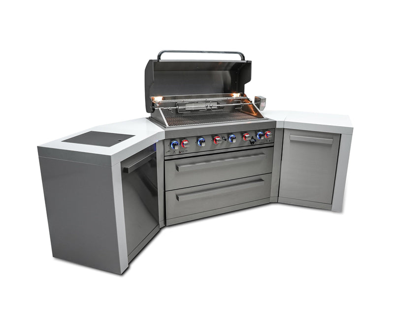 Mont Alpi 805 Deluxe Island with Two 45 Degree Corners/ 6-Burner Grill, 2 Infrared Burners, Stainless Steel / MAi805-D45